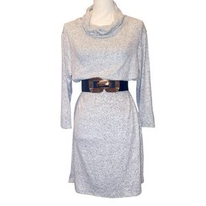 MARY SQUARE Soft Knit Sweater Shift Dress in Light Heather Gray Size Medium